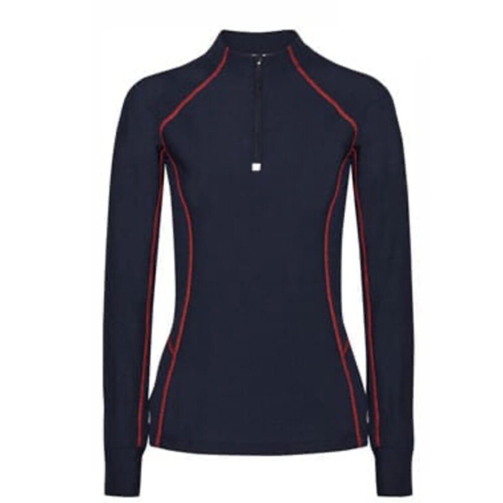Tory Sport Navy Half-Zip Sweatshirt with Red Contrast Stitching